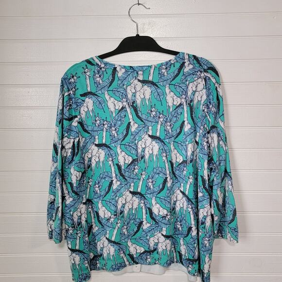 Talbots Plus Size 3XP Petite Cardigan Sweater Preppy Giraffe Print Safari Preppy - Picture 4 of 9